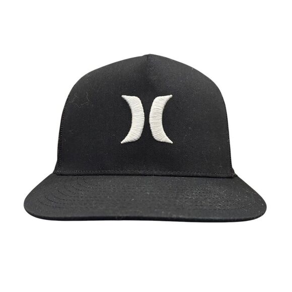 Hurley Icon Solid Flat Trucker Baseball Cap Black White Hat OSFA Black & White - Picture 1 of 5